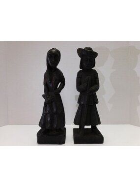 Vintage Verbon Hand Carved Man & Woman Collectible Solid Wood Figures DW345